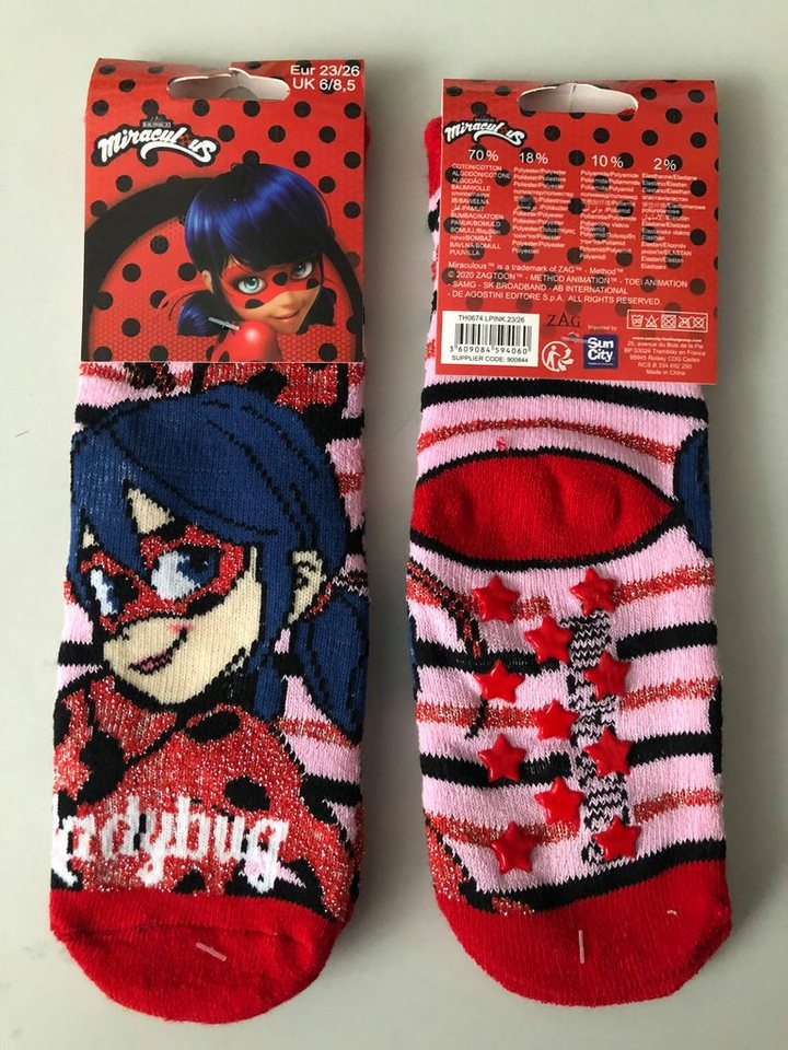 Sun City ABS-Socken Ladybug Miraculos Antirutsch Stoppersocken Rutschfeste Kinder Socken (1-Paar) von Sun City