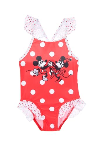 Sun City Badeanzug Mädchen Kinder | Minnie Mouse | ab 12 bis 36 Monate | Mickey Mouse | Einteiler | Baby Bademode (DE/NL/SE/PL, Numerisch, 86, Rot) von Sun City
