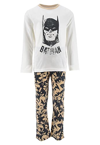 Sun City Batman Kinder Jungen Schlafanzug Pyjama Langarm-Shirt + Schlaf-Hose, Farbe:Weiß, Größe Kids:128 von Sun City