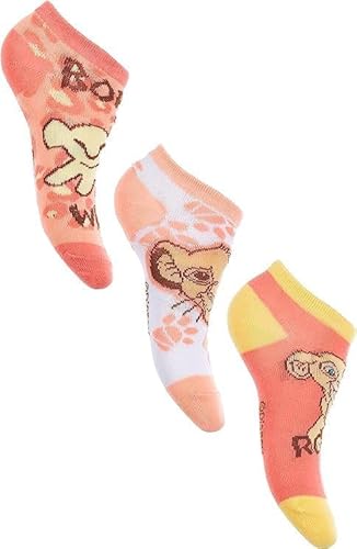 Sun City Drei Paar Socken Mädchen König Löwen Cartoon Baumwolle, Rosa, 27-30 von Sun City