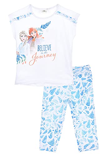 Sun City Frozen Anna ELSA Schlafanzug Pyjama 100% Bio-Baumwolle lang weiß Gr. 128 von Sun City