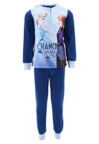 Sun City Frozen - Die Eiskönigin ELSA Anna Kinder Mädchen Fleece Schlafanzug Winter-Pyjama Lang (as3, Numeric, Numeric_104, Regular, Dunkel-Blau) von Sun City