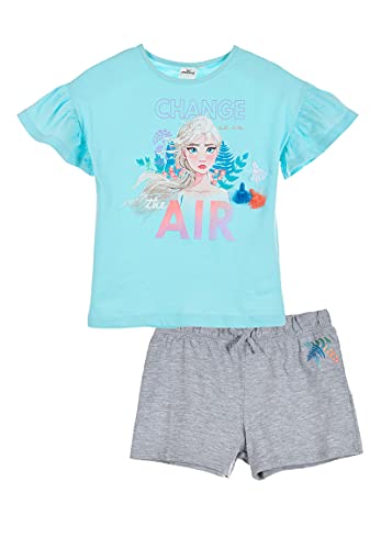 Sun City Frozen - Die Eiskönigin Elsa Mädchen T-Shirt und Short kurze Hose Kinder Sommer-Set (116) von Sun City