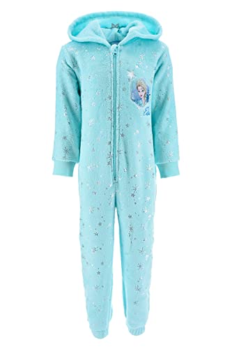 Sun City Mädchen Frozen Onesie Jumpsuit Eiskönigin ELSA Kostüm Einteiler aus Korallen-Fleece, Schlafoveralls Onesie Nachthemd 4-8 Jahre Geschenk Blau-104 von Sun City