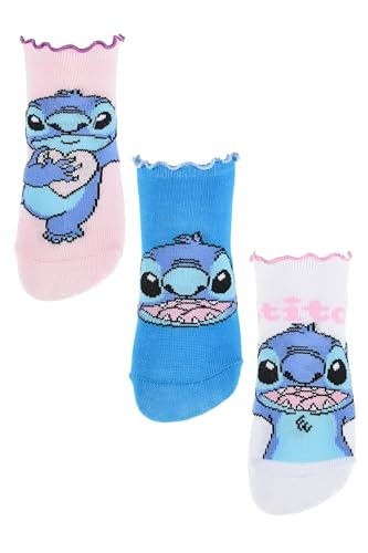 Sun City Mädchensocken Stitch - Set mit 3 Paar Socken (31/34, rosa, hellblau, weiß) von Sun City
