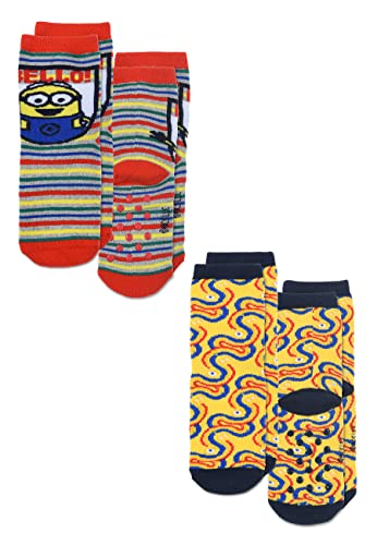 Sun City Minions Kinder Jungen Socken 2 Paar Gumminoppen Stopper-Socken Strümpfe Paket Set, Größe:23/26 von Sun City