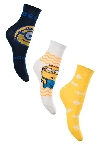 Sun City Minions Socken-Set 3 tlg. Strümpfe für Kinder, Größe:23/26 von Sun City