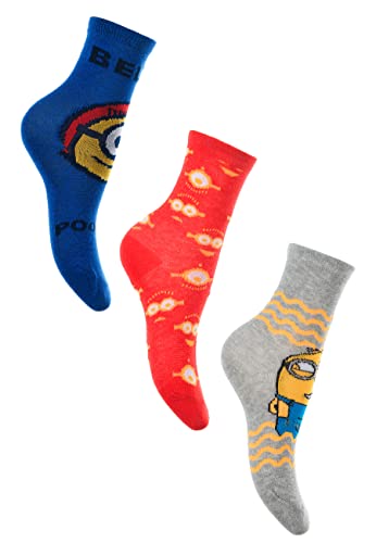 Sun City Minions Socken-Set 3 tlg. Strümpfe für Kinder, Größe:31/34 von Sun City