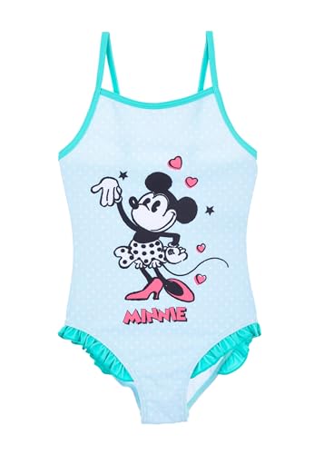 Sun City Minnie Mouse 100 Jahre Retro Badeanzug Kinder Schwimmanzug Bademode, Farbe:Türkis, Größe Kids:116 von Sun City