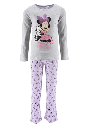 Sun City Minnie Mouse Kinder Mädchen Schlafanzug Kinder Pyjama Langarm Shirt + Schlaf-Hose, Farbe:Grau, Größe Kids:104 von Sun City