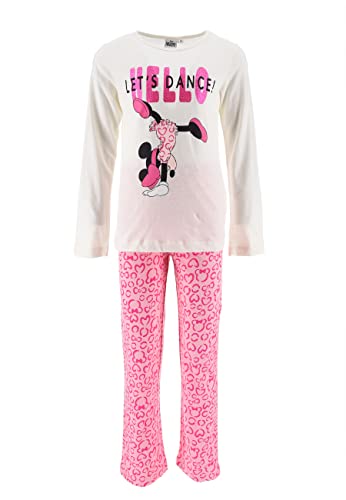 Sun City Minnie Mouse Kinder Mädchen Schlafanzug Kinder Pyjama Langarm Shirt + Schlaf-Hose (128, Weiß) von Sun City