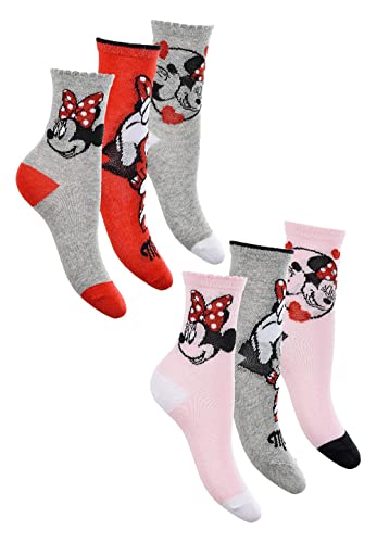 Sun-City Minnie Mouse Kinder Mädchen Socken 6 Paar Strümpfe Paket Set (27/30) von Sun-City