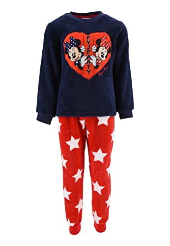 Sun City Minnie Mouse Kinder Mädchen Winter Fleece Schlafanzug Kinder Pyjama Langarm-Shirt mit Schlaf-Hose, Farbe:Dunkel-Blau, Größe Kids:104 von Sun City