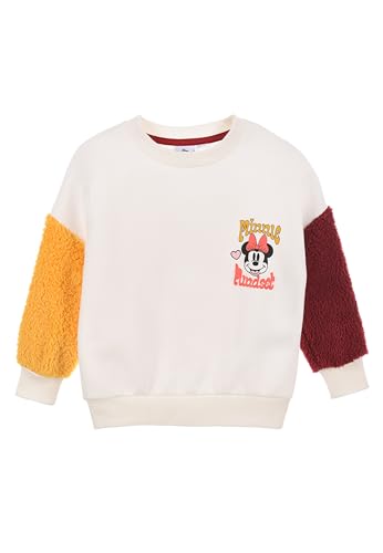 Sun City Minnie Mouse Sweatshirt Pullover Langarm Oberteil mit Sherpa Ärmeln, Farbe:Weiß, Größe Kids:98 von Sun City