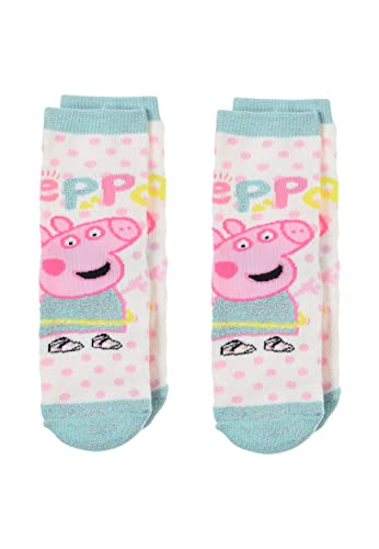 Sun City Peppa Pig Wutz Kinder Mädchen Socken 2 Paar Gumminoppen Stopper-Socken Strümpfe Paket Set, Größe:31/34 von Sun City