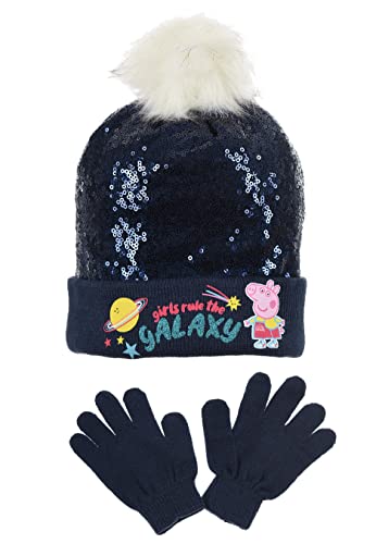 Sun City Peppa Pig Wutz Kinder Mädchen Winter-Set Winter-Mütze und Handschuhe (52, Blau) von Sun City