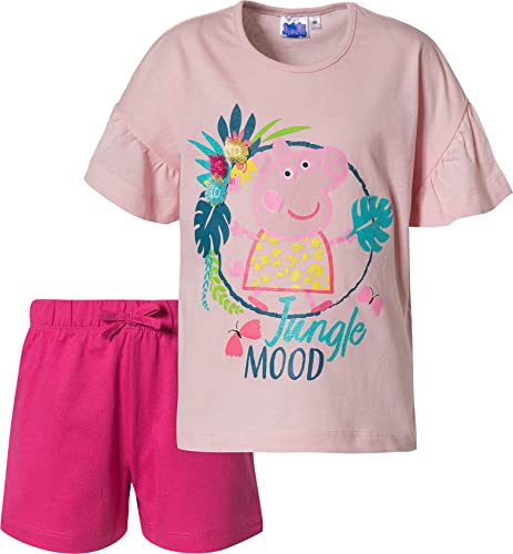 Sun City Peppa Pig Wutz Kinder Sommer-Set Mädchen T-Shirt und Short kurze Hose Pink (110) von Sun City