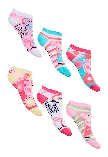 Sun City Peppa Wutz Pig Kinder Mädchen Sneaker Socken 6 Paar Strümpfe Paket, Größe:23/26 von Sun City