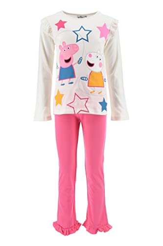 Sun City Peppa Wutz Pig Kinder Schlafanzug Jungen Pyjama Langarmshirt Langarm T-Shirt + Schlafhose, Farbe:Weiß, Größe Kids:98 von Sun City