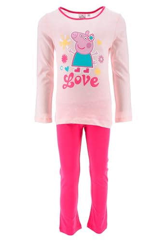 Sun City Peppa Wutz Pig Mädchen Schlafanzug Pyjama Langarm-Shirt + Schlafhose, Farbe:Pink, Größe Kids:116 von Sun City
