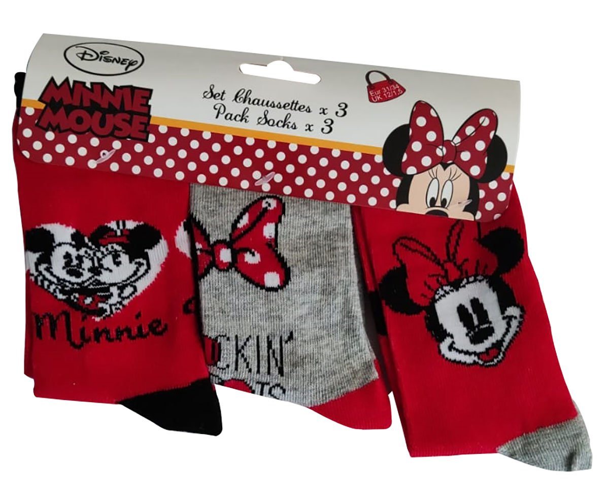 Sun City Socken Disney Mickey und Minnie Maus Socken 3-er Pack rot von Sun City