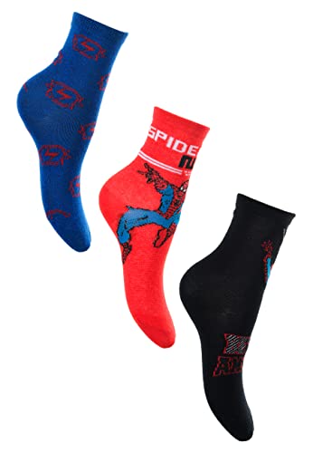 Sun City Spider-Man 3 Paar Kinder Socken Strümpfe, Größe:31/34 von Sun City