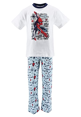 Sun City Spider-Man Kinder Jungen Schlafanzug Pyjama Kurzarm-Shirt + Schlaf-Hose, Farbe:Blau, Größe Kids:98 von Sun City