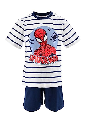 Sun City Spider-Man Kinder Jungen Schlafanzug Shorty Kurzarm Pyjama 2 TLG, Farbe:Blau, Größe Kids:128 von Sun City