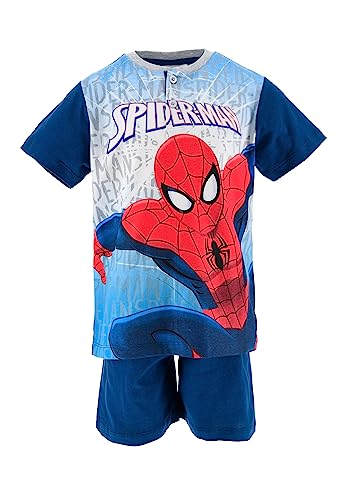 Sun City Spider-Man Kinder Jungen Schlafanzug Shorty Kurzarm Pyjama 2 TLG, Farbe:Blau, Größe Kids:98 von Sun City