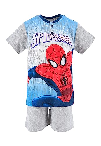 Sun City Spider-Man Kinder Jungen Schlafanzug Shorty Kurzarm Pyjama 2 TLG, Farbe:Grau, Größe Kids:116 von Sun City