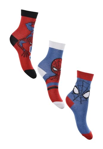 Sun City Spider-Man Kinder Jungen Socken 3 Paar Strümpfe Paket, Größe:23/26 von Sun City