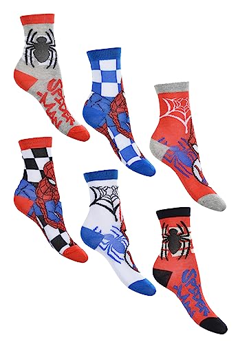 Sun City Spider-Man Kinder Jungen Socken 6 Paar Strümpfe Paket, Größe:23/26 von Sun City