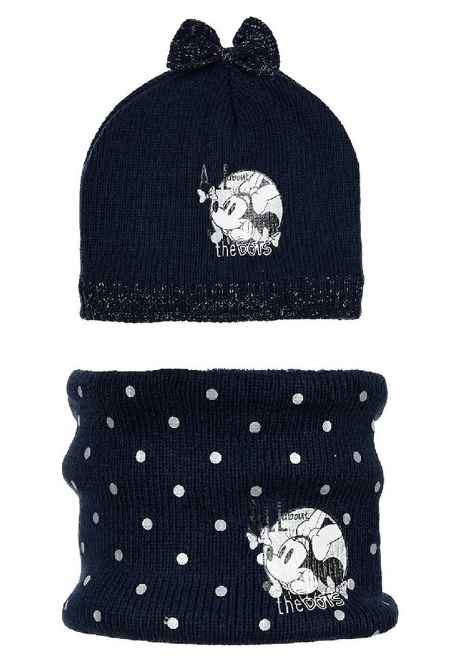 Sun City Strickmütze Minnie Maus Kinder Winter Strick Set Mütze + Bandana Loop Schal Schlauchschal von Sun City