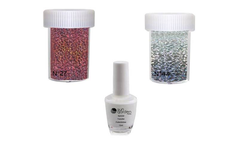 Sun Garden Nails Nageldesign Zubehör Nailart Nagelfolie METALLIC SET 10 - 2 x Nail Folien + Spezial Kleber, inklusive Spezial Nagelfolienkleber von Sun Garden Nails
