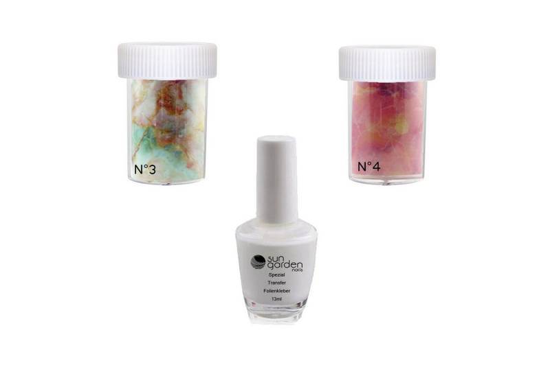 Sun Garden Nails Nageldesign Zubehör Nailart Set Nagelfolie MARBLE SET 2 - 2 x Nail Folien + Spezial Kleber von Sun Garden Nails
