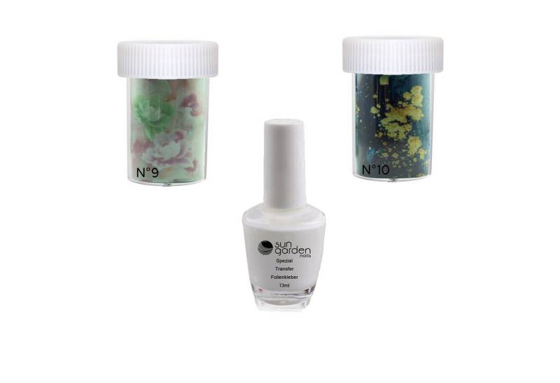 Sun Garden Nails Nageldesign Zubehör Nailart Set Nagelfolie MARBLE SET 4 - 2 x Nail Folien + Spezial Kleber von Sun Garden Nails