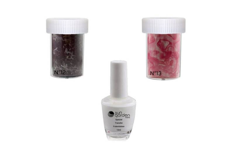 Sun Garden Nails Nageldesign Zubehör Nailart Set Nagelfolie MARBLE SET 5 - 2 x Nail Folien + Spezial Kleber von Sun Garden Nails