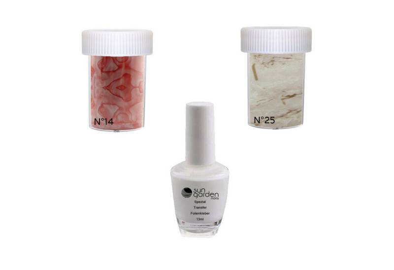 Sun Garden Nails Nageldesign Zubehör Nailart Set Nagelfolie MARBLE SET 6 - 2 x Nail Folien + Spezial Kleber von Sun Garden Nails