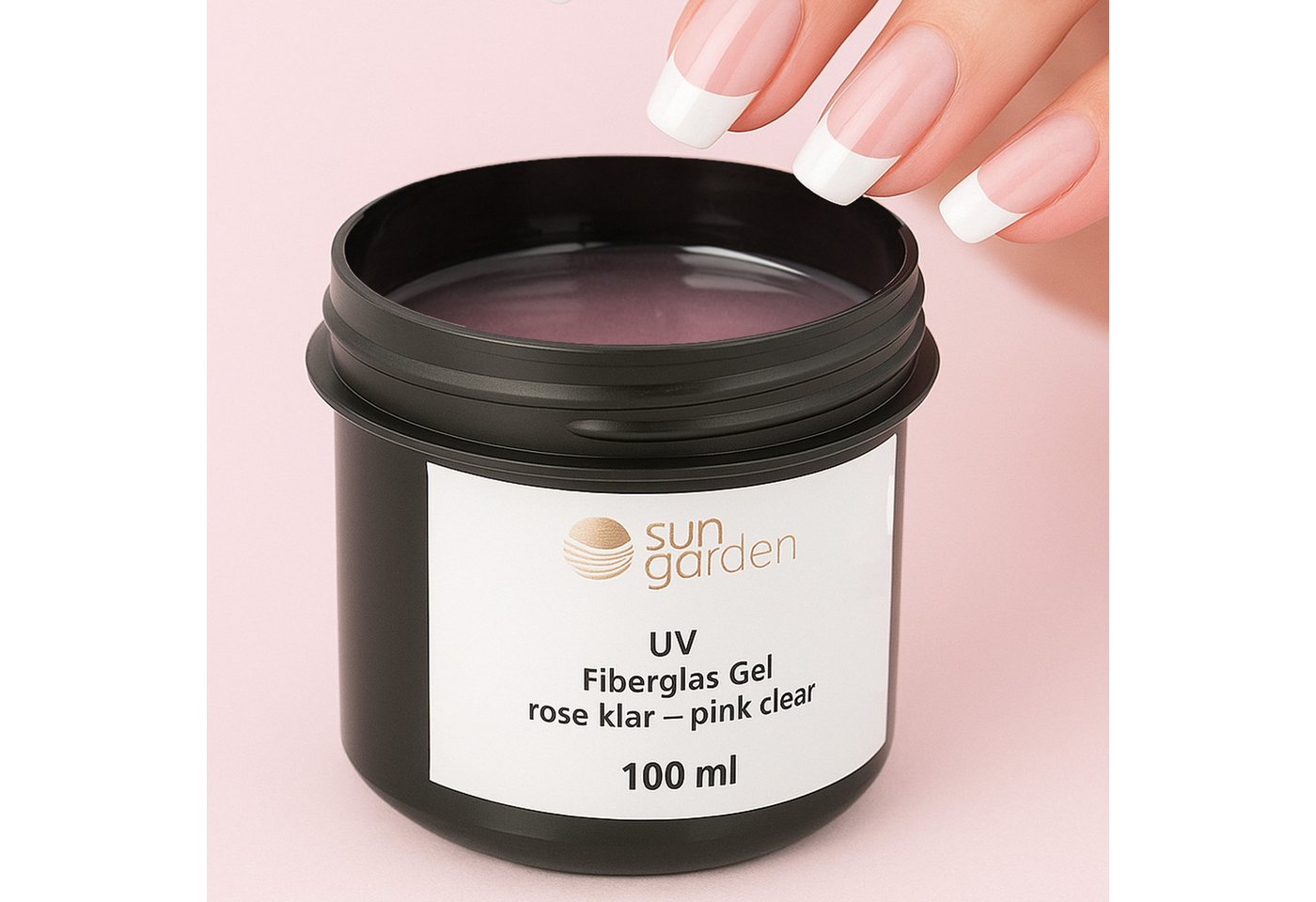 Sun Garden Nails Nageldesign Zubehör Sun Garden Nails UV Fiberglas Gel Rose Klar 100ml ml Aufbaugel, 1-tlg., für die professionelle Nagelmodellage von Sun Garden Nails