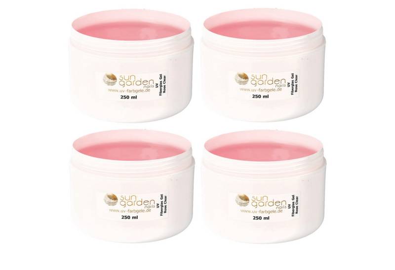 Sun Garden Nails UV-Gel 4x250ml UV Fiberglas Gel Rosé-Klar - 1000ml von Sun Garden Nails