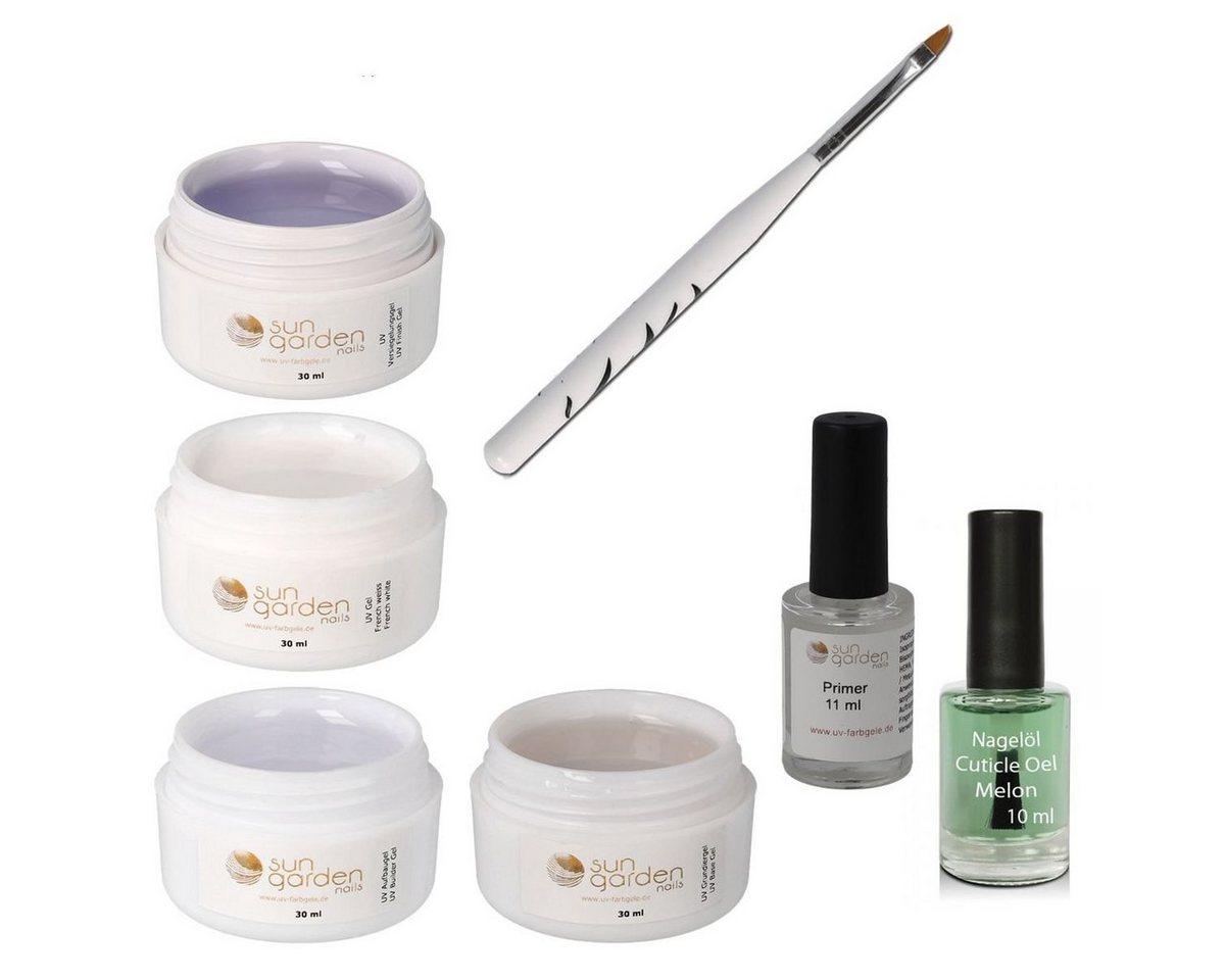 Sun Garden Nails Nagellack 4 x 30 ml UV Classic Gel Set - Nagelöl + Primer + Gelpinsel von Sun Garden Nails