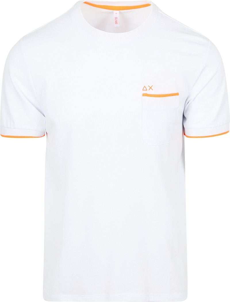 Sun68 Piqué T-Shirt Fluo Stripe Weiß - Größe L von Sun68