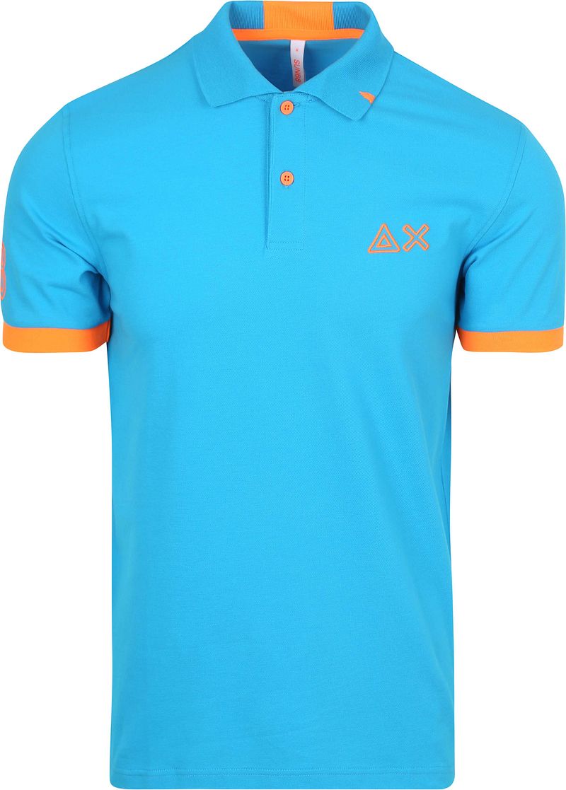 Sun68 Poloshirt Logo Fluo Blau - Größe XL von Sun68