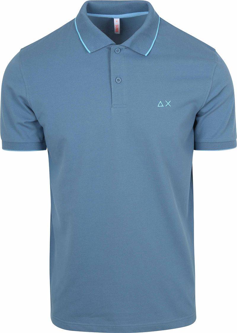 Sun68 Poloshirt Small Stripe Collar Avio Blau - Größe XXL von Sun68