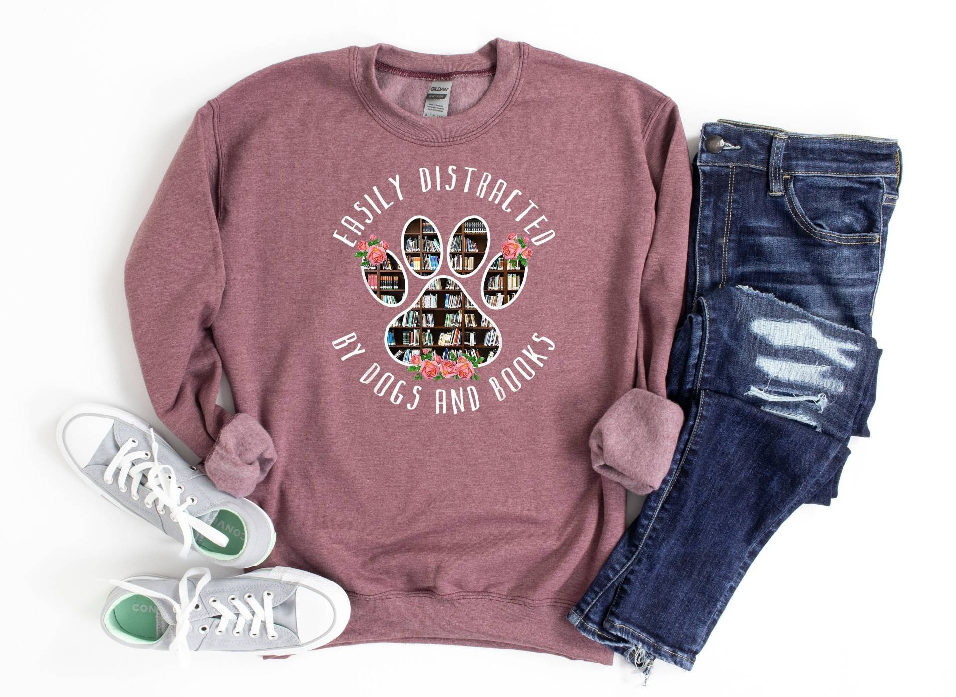 Leicht Abgelenkte Hunde Und Bücher Sweatshirt, Buch-Liebhaber-Sweat, Geschenk Für Bibliothekar, Bibliothek Buch-Nerd-Sweat, Buchliebhaber von SunAndFlowerApparel