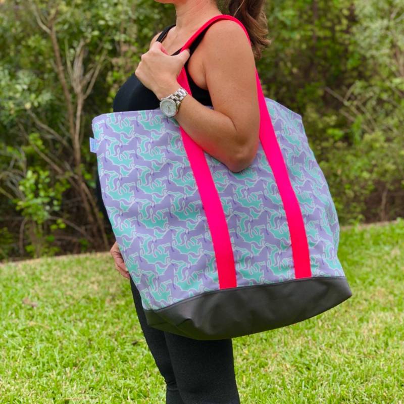 Aqua Einhörner Tagestasche, Mädchen Weekender Tasche, Geschenke Für Mädchen, Animal Sleepover Canvas Faltbare Reisetasche, Großer Wasserfester Tote von SunAndSongFL