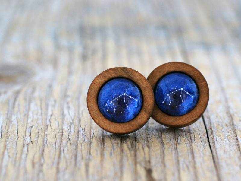Wassermann Ohrringe, Konstellation, Sternzeichen Konstellation Holzohrringe, Raum Ohrstecker von SunAndStarsJewelry
