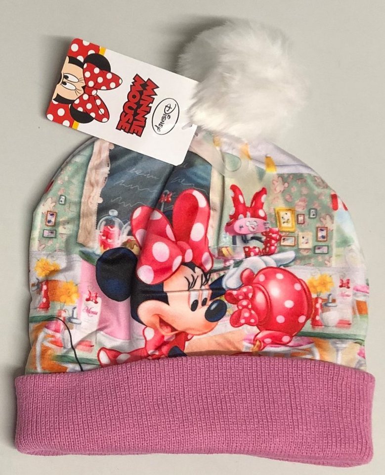 Sun City Strickmütze Minnie Maus Mädchen Winter Mütze mit Bommel Minnie Mouse Bommelmütze von Sun City