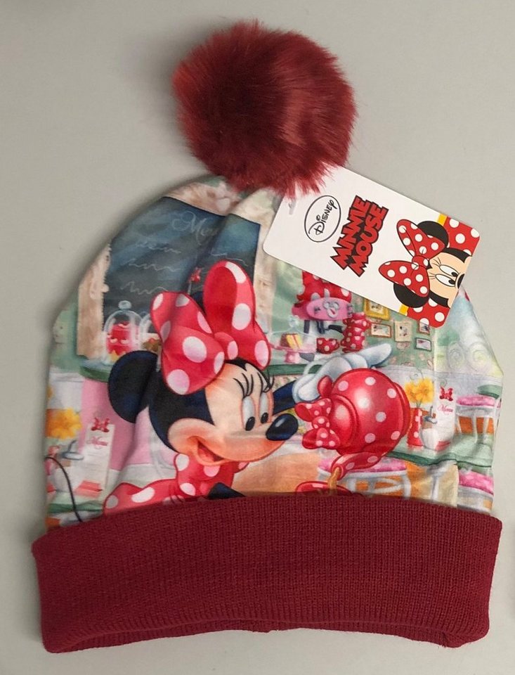 Sun City Strickmütze Minnie Maus Mädchen Winter Mütze mit Bommel Minnie Mouse Bommelmütze von Sun City