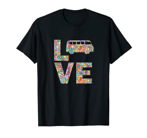 SunFrot Damen Bus Camping Liebe Blumen T-Shirt Schwarz S EU 38/40 SunFrot Damen Bus Camping Liebe Blumen T-Shirt Schwarz S EU 38/40 von SunFrot